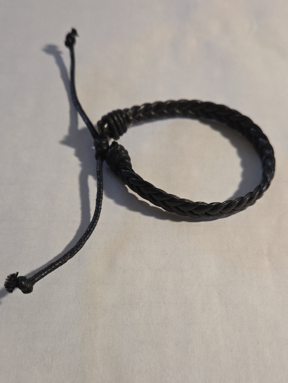 Black Braided Pleather Adjustable Bracelet